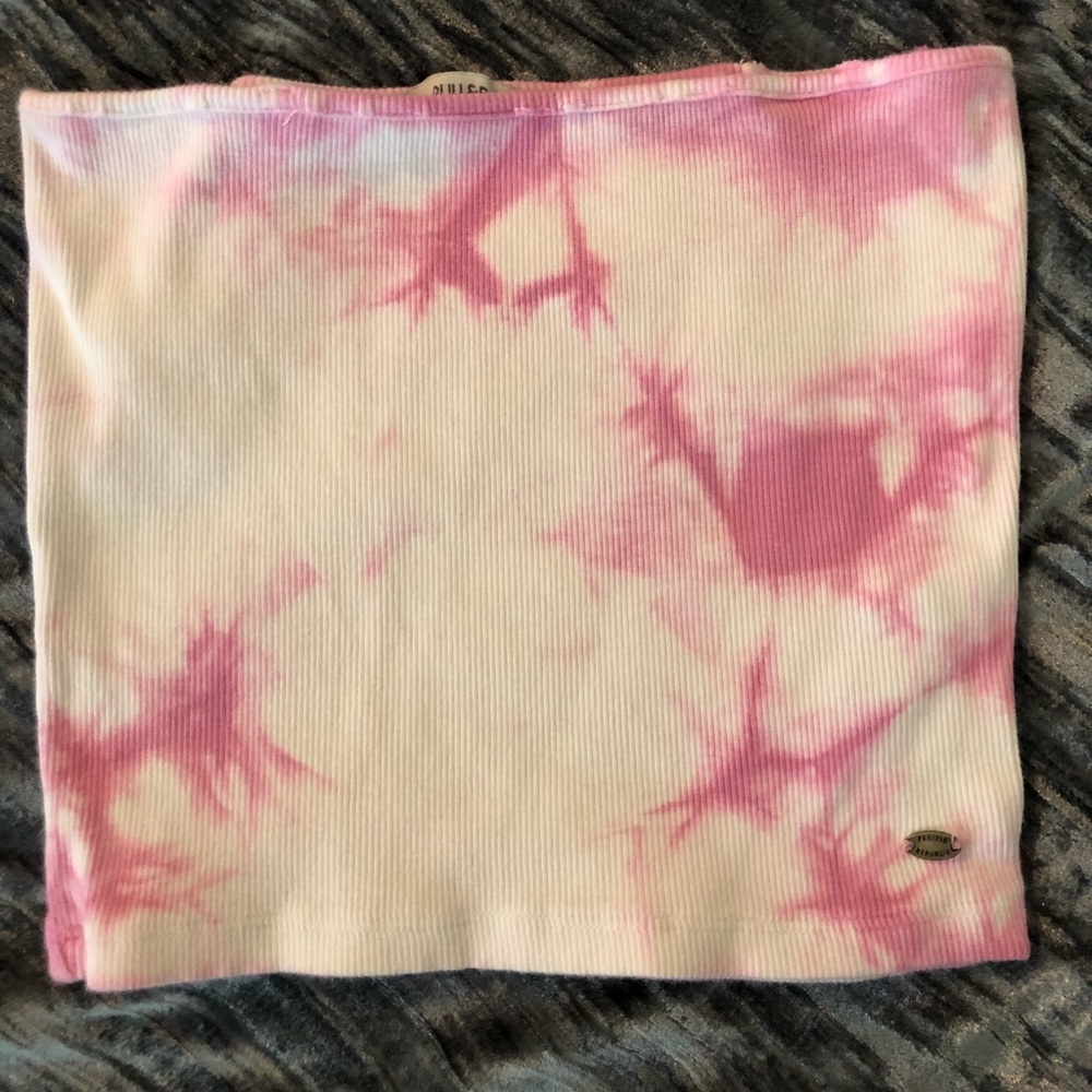 Pull & Bear Pink Tie Dye Tube Crop Top Size M
